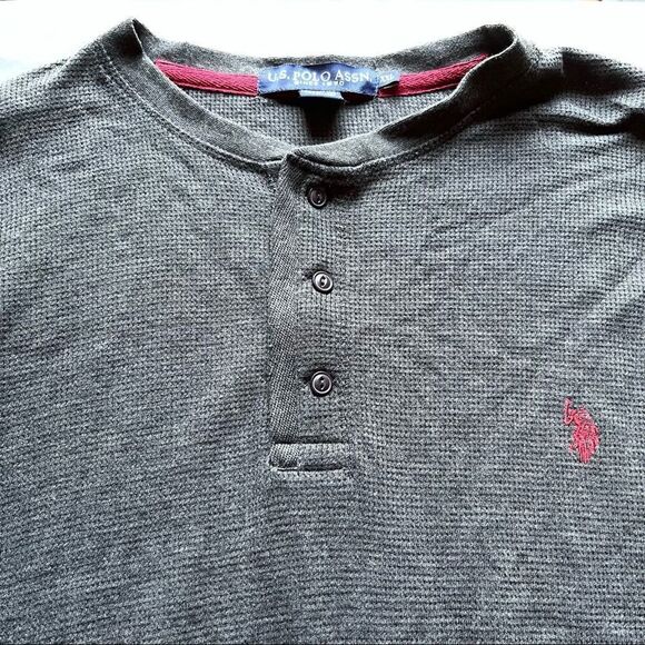 US Polo Assn NWOT dark gray 3 button Henley XXL long sleeve - Picture 6 of 6